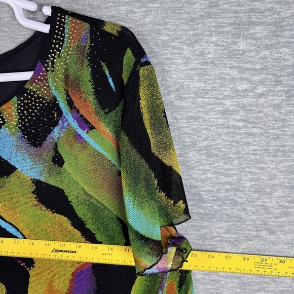 Serengeti Womens 2X Tunic Top Faceted  Stud Accents Yoke Abstract Design Artsy - Picture 11 of 15